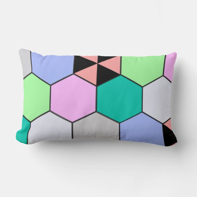 COLORFUL HEXAGON SHAPES LUMBAR PILLOW (Front)