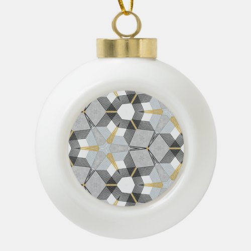 Colorful hexagon square geometric kaleidoscope ceramic ball christmas ornament
