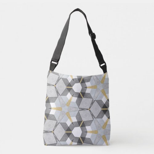 Colorful hexagon square geometric kaleidoscope crossbody bag