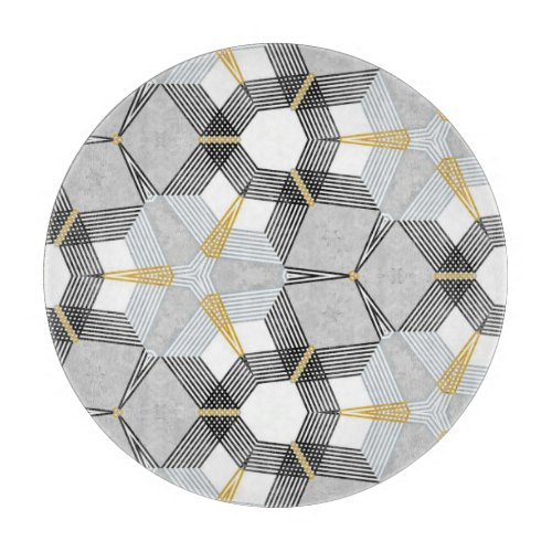 Colorful hexagon square geometric kaleidoscope cutting board