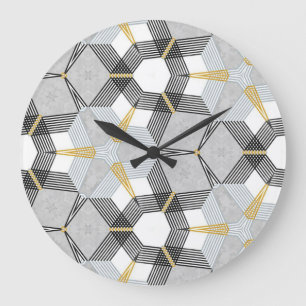 Colorful hexagon square: geometric kaleidoscope. large clock