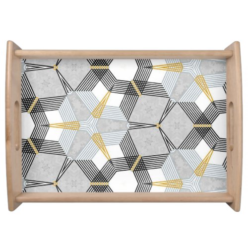 Colorful hexagon square geometric kaleidoscope serving tray