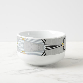 Colorful hexagon square: geometric kaleidoscope. soup mug