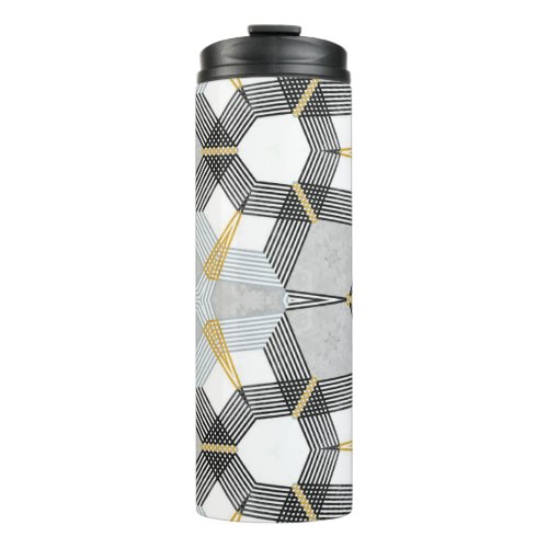 Colorful hexagon square geometric kaleidoscope thermal tumbler