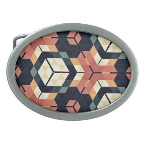 Colorful Hexagon Square Geometric Pattern Belt Buckle