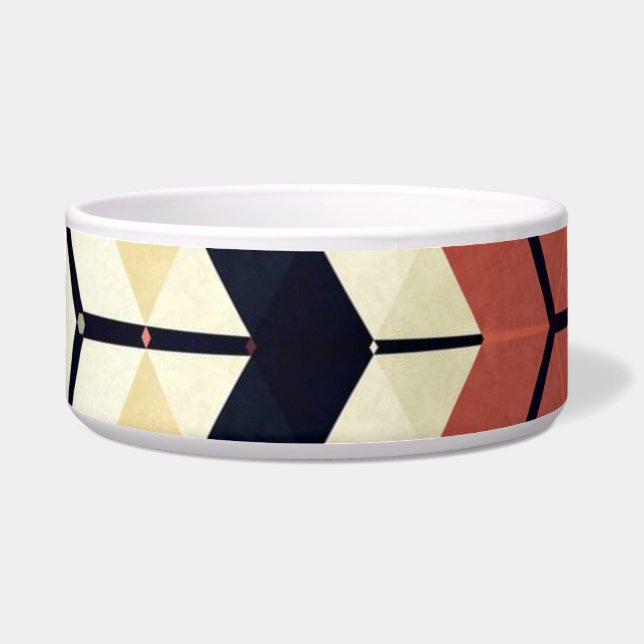 Colorful Hexagon Square Geometric Pattern Bowl (Front)
