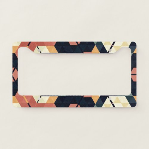 Colorful Hexagon Square Geometric Pattern License Plate Frame