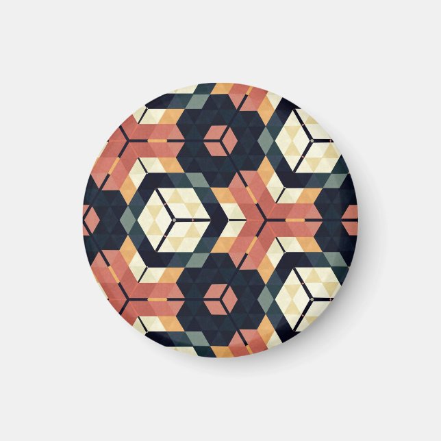 Colorful Hexagon Square Geometric Pattern Magnet (Front)