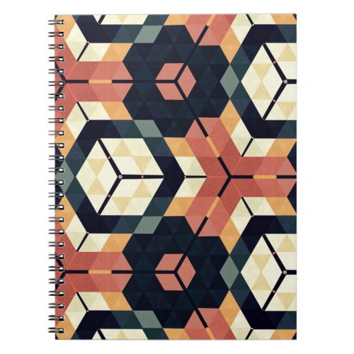 Colorful Hexagon Square Geometric Pattern Notebook