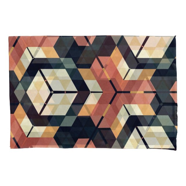 Colorful Hexagon Square Geometric Pattern Pillow Case (Front)