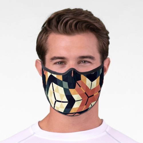 Colorful Hexagon Square Geometric Pattern Premium Face Mask