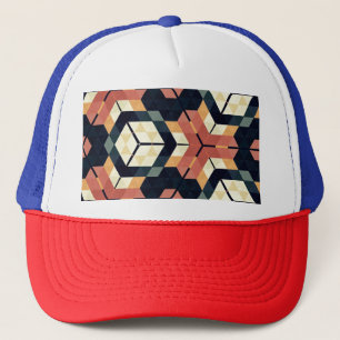 Colorful Hexagon Square Geometric Pattern Trucker Hat