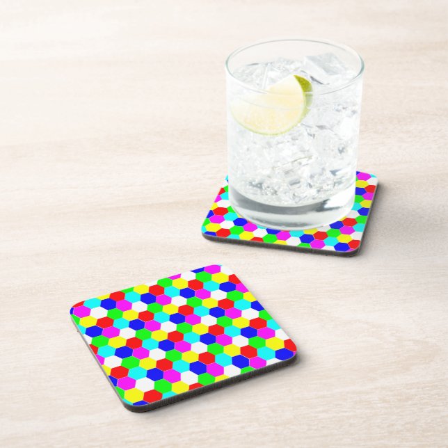 COLORFUL HEXAGONS DRINK COASTER (Right Side)