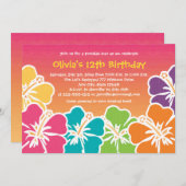 Colorful Hibiscus Birthday Invitations Any Age (Front/Back)
