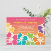 Colorful Hibiscus Birthday Invitations Any Age (Standing Front)