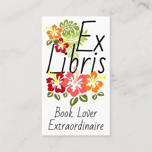 Colorful Hibiscus Book Lover Business Card (Front)