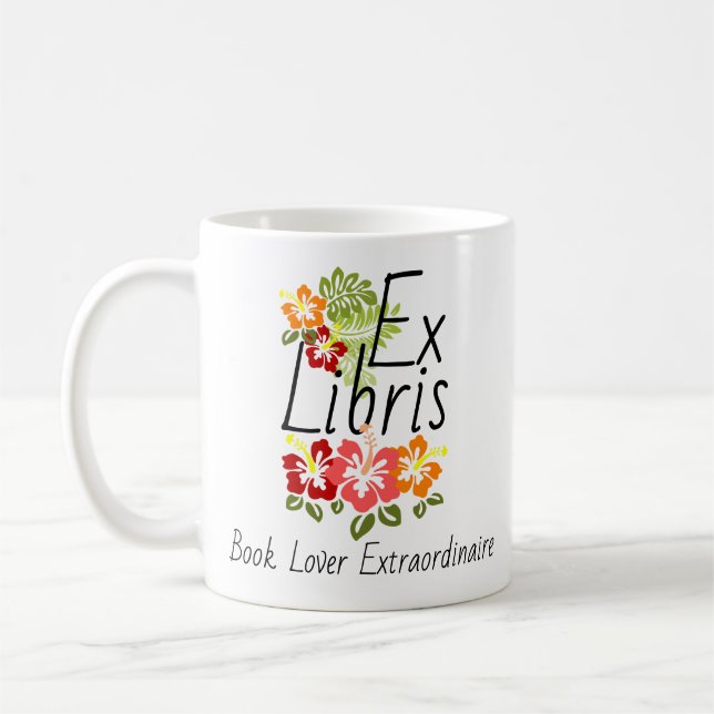 Colorful Hibiscus Book Lover Coffee Mug (Left)