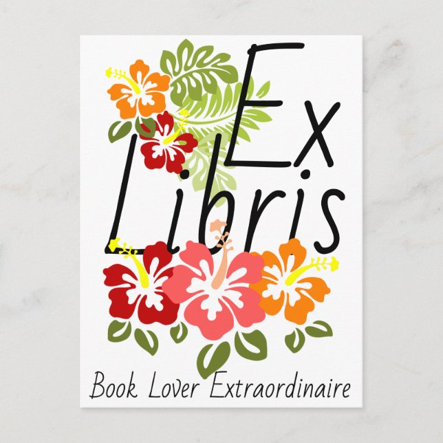 Colorful Hibiscus Book Lover Postcard (Front)