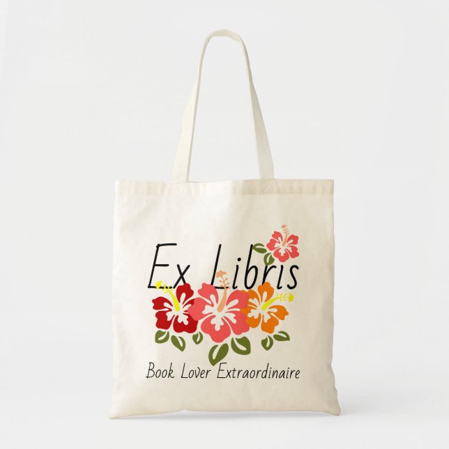 Colorful Hibiscus Book Lover Tote Bag (Front)