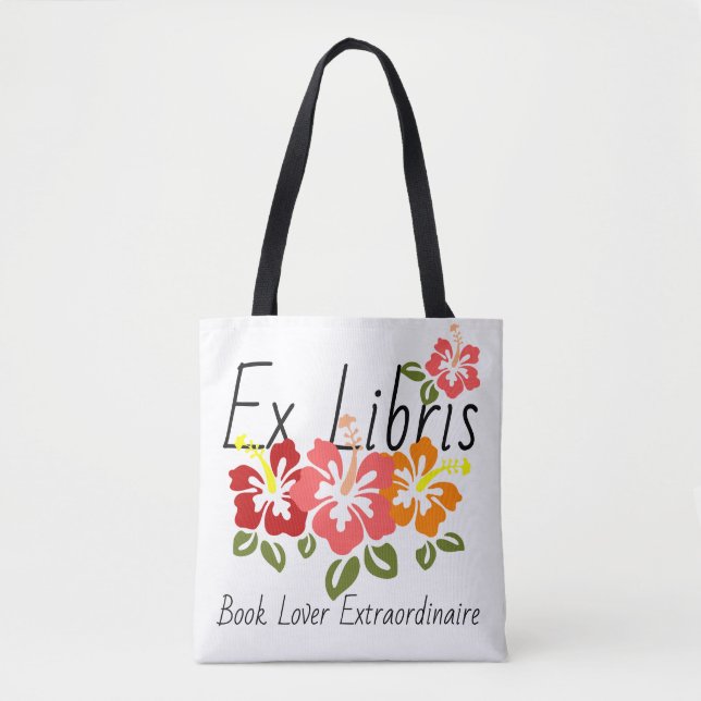 Colorful Hibiscus Book Lover Tote Bag (Front)