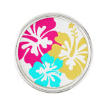 Colorful Hibiscus Design Lapel Pin at Zazzle