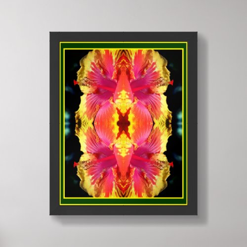 Colorful Hibiscus Flower Close Up Abstract Framed Art