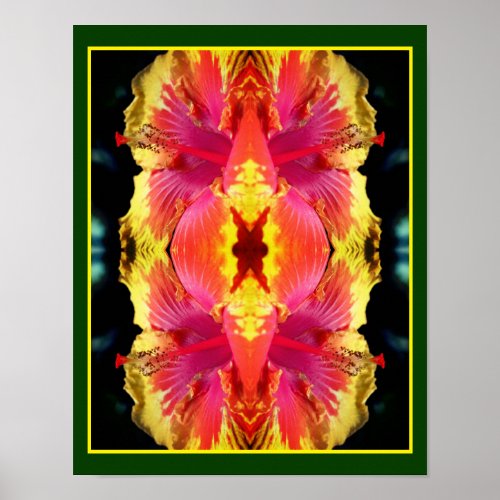 Colorful Hibiscus Flower Close Up Abstract Poster