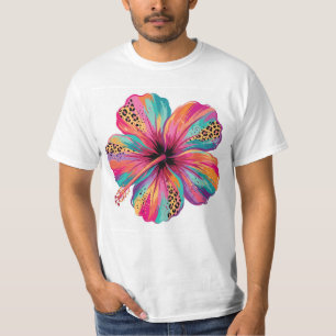 Colorful Hibiscus Flower Tropical PNG T-Shirt