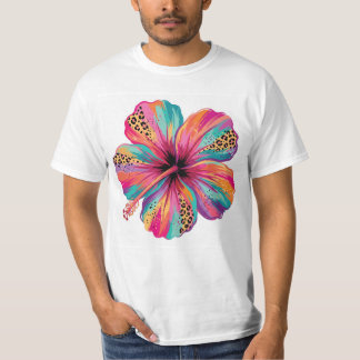 Colorful Hibiscus Flower Tropical PNG T-Shirt