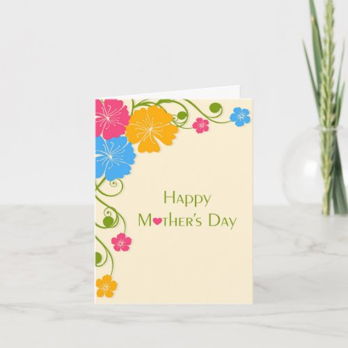 Colorful Hibiscus  Heart_Happy Mothers Day Card