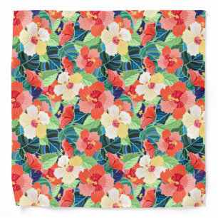 Colorful Hibiscus Pattern Bandana