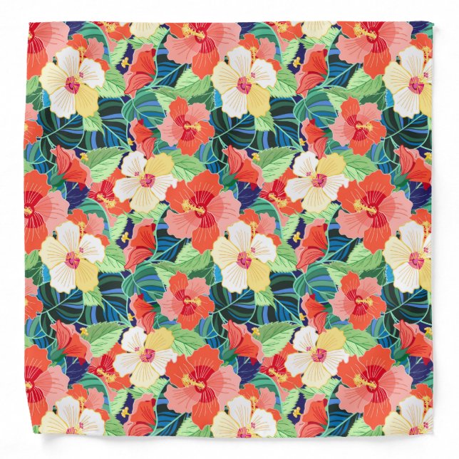 Colorful Hibiscus Pattern Bandana (Front)