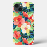 Colorful Hibiscus Pattern iPhone 13 Case