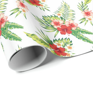 Colorful Hibiscus Pattern Custom Background Wrapping Paper