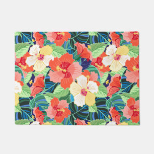 Colorful Hibiscus Pattern Doormat
