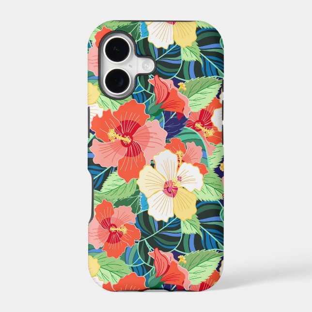 Colorful Hibiscus Pattern Iphone Case (Back)