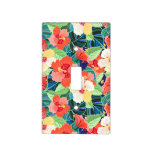 Colorful Hibiscus Pattern Light Switch Cover