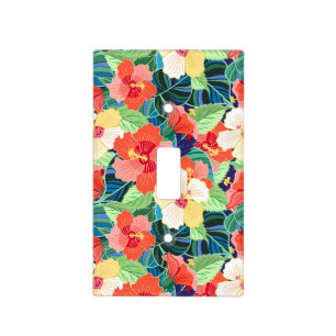 Colorful Hibiscus Pattern Light Switch Cover