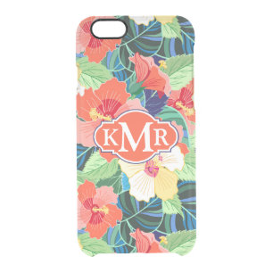 Colorful Hibiscus Pattern   Monogram Clear iPhone 6/6S Case