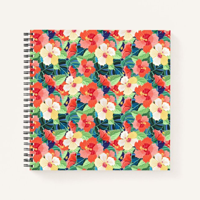 Colorful Hibiscus Pattern Notebook (Front)