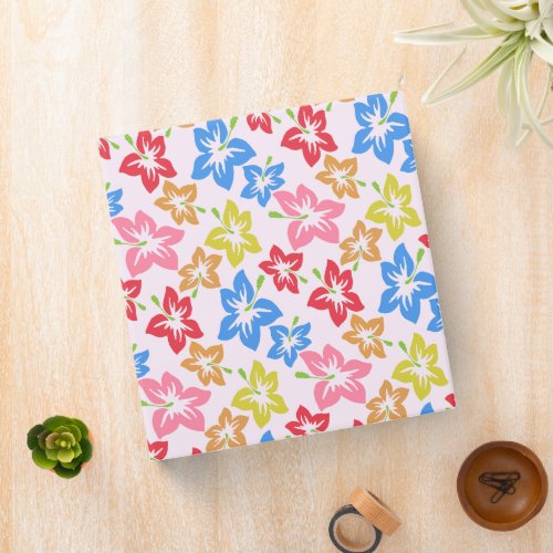 Colorful Hibiscus Pattern Of Flowers 3 Ring Binder