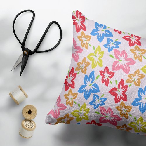Colorful Hibiscus Pattern Of Flowers Accent Pillow