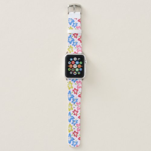 Colorful Hibiscus Pattern Of Flowers Apple Watch Band