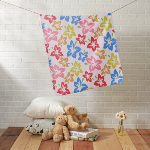 Colorful Hibiscus Pattern Of Flowers Baby Blanket