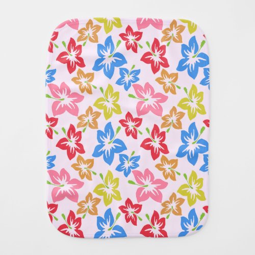 Colorful Hibiscus Pattern Of Flowers Baby Burp Cloth