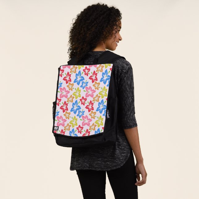 Colorful Hibiscus, Pattern Of Flowers Backpack (Worn)