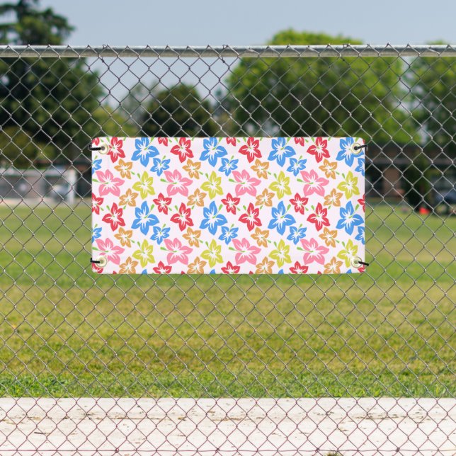 Colorful Hibiscus, Pattern Of Flowers Banner (Insitu)