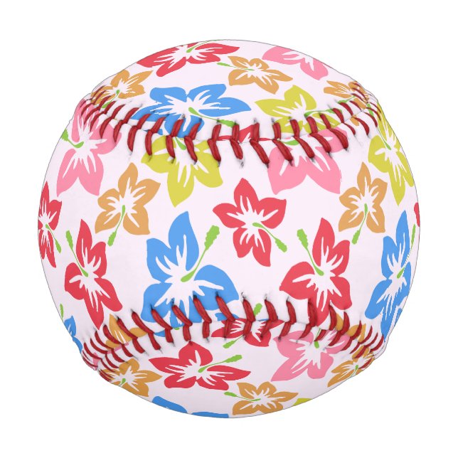 Colorful Hibiscus, Pattern Of Flowers Baseball (Back)