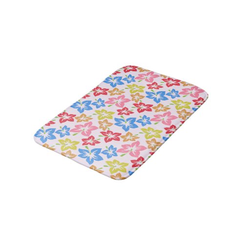 Colorful Hibiscus Pattern Of Flowers Bath Mat