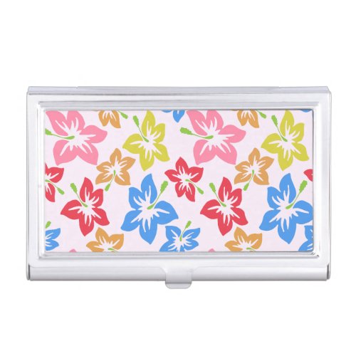 Colorful Hibiscus Pattern Of Flowers Business Card Case